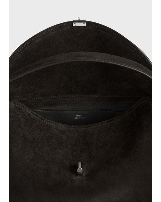 Totême Black Totême Logo Plaque Foldover Top Shoulder Bag