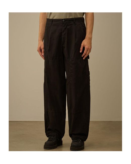 C P Company Black Microreps Boxy Cargo Pants for men