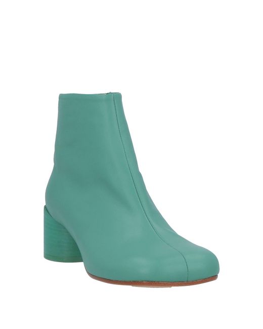MM6 by Maison Margiela Green Minimalist Genuine Leather Ankle Boots