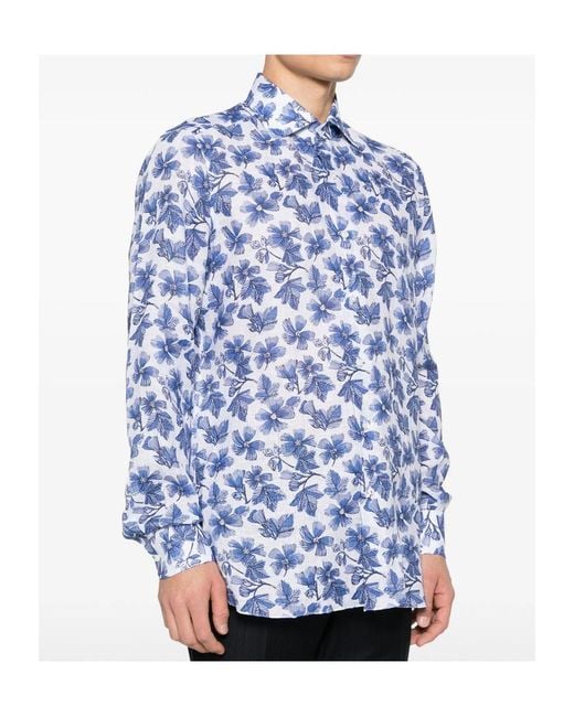 Isaia Blue Long-Sleeved Shirt for men