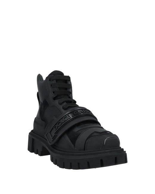 Dolce & Gabbana Black Solid Suede Platform Boots