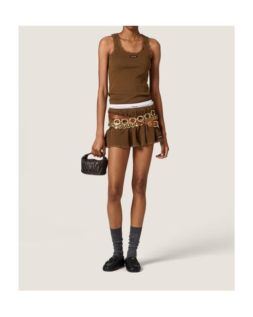Miu Miu Brown Garment-Dyed Mini Skirt