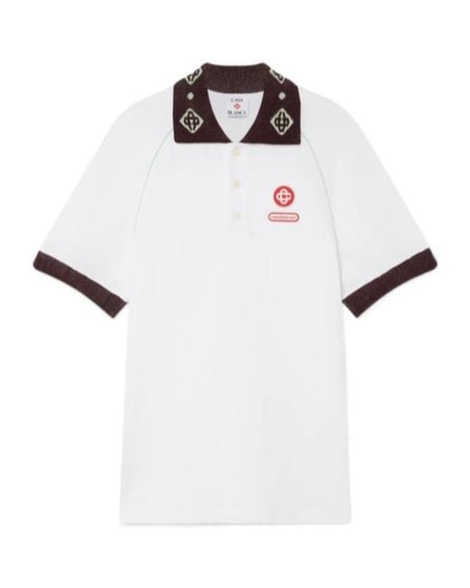 Casablanca White Logo Short-Sleeved Polo Shirt for men