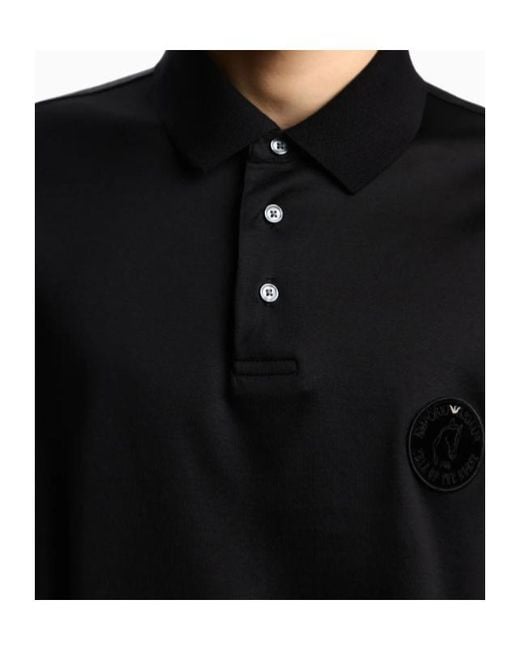 Emporio Armani Black Lunar New Year Lyocell-Blend Jersey Polo Shirt With Patch for men