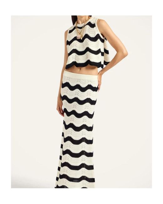 LaDoubleJ White Wave-Pattern Knitted Top