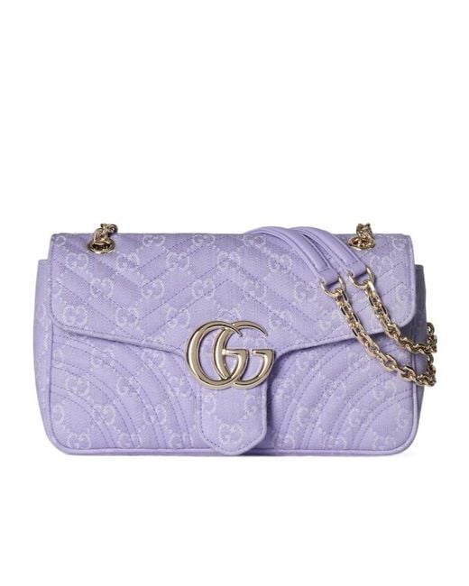 Gucci Purple Gg Marmont Medium Shoulder Bag