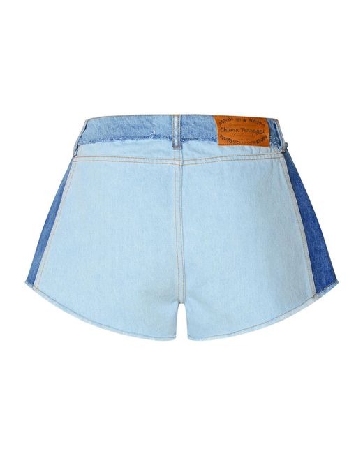 Chiara Ferragni Blue Distressed Denim Shorts