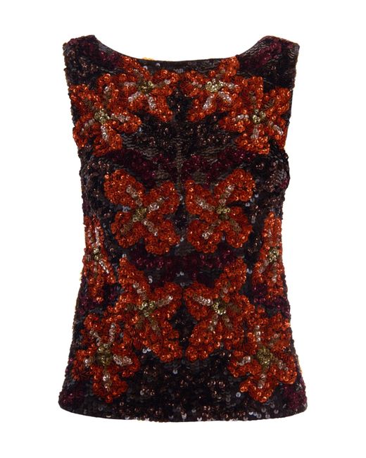 P.A.R.O.S.H. Red Sequined Sleeveless Vest