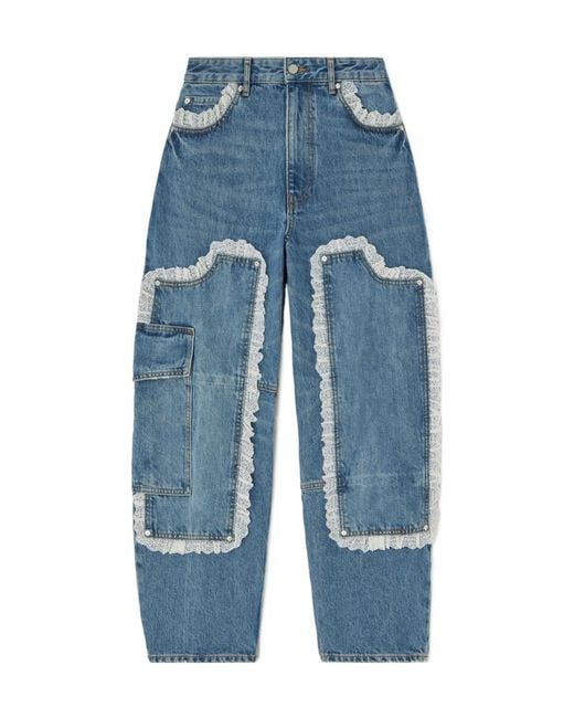 Ganni Blue Audri Lace Jeans