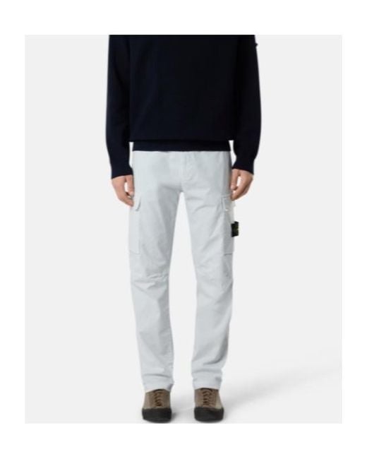 Stone Island Blue Tapered Cargo Trousers for men