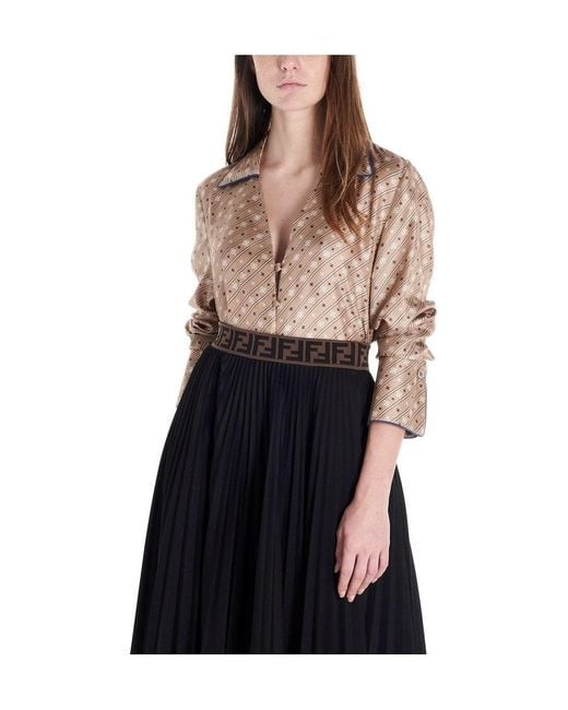 Fendi Pink Striped Karligraphy Motif Blouse
