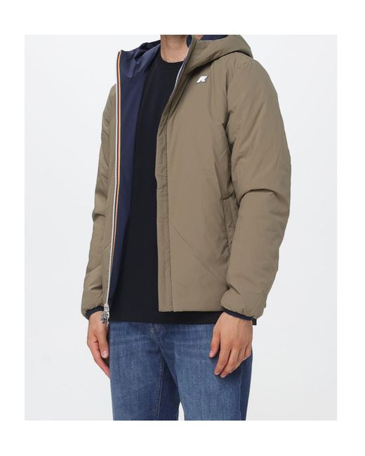K-Way Blue Reversible Logo-Print Cotton Jacket for men