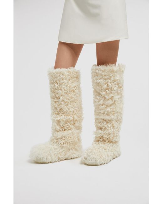 Moncler White Beverly High Shearling Boots