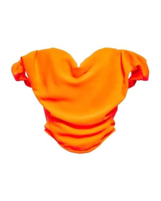 Vivienne Westwood Orange Off-The-Shoulder Crepe Bustier Top