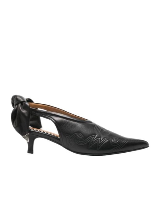 Toga Black Bow-Detail Pointed Toe Pumps