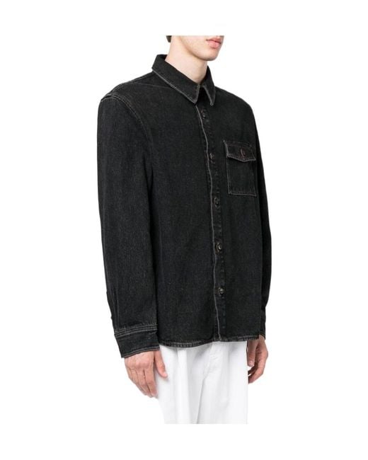 A.P.C. Black Buttoned Long-Sleeved Denim Shirt for men