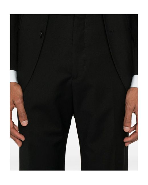 Tagliatore Black Straight Leg Tailored Pants for men