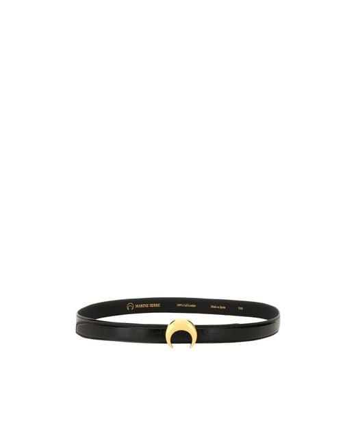 MARINE SERRE White Crescent-Moon Buckle Belt