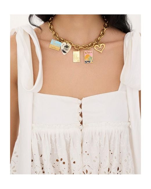 Chloé Metallic Postcards Charm-Embellished Necklace