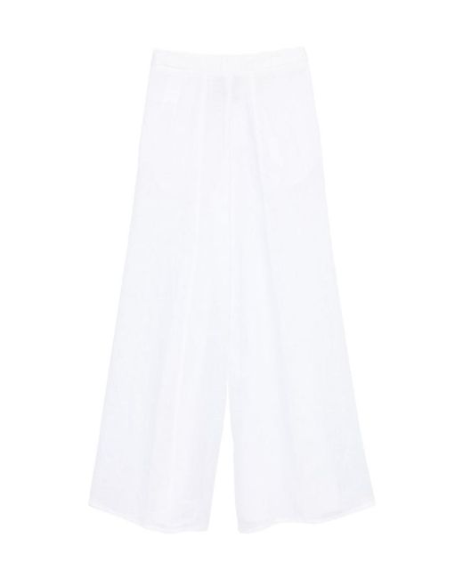 Semicouture White Kym Linen Trousers
