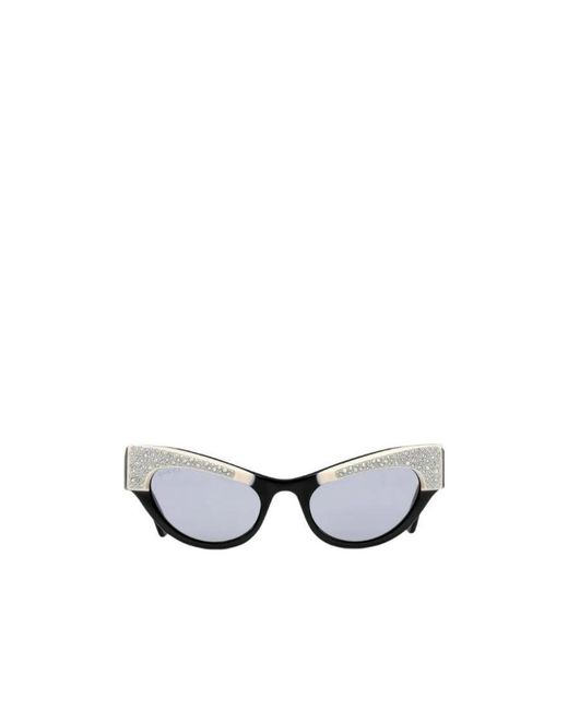 Gucci White Eyewear Cat-Eye Frame Sunglasses