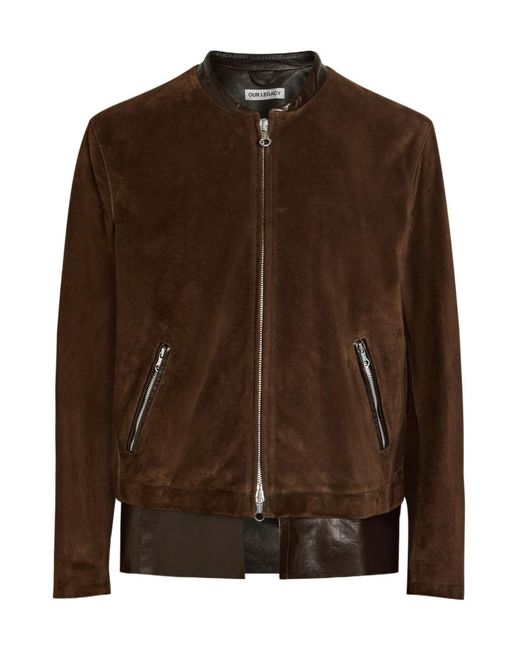 Our Legacy Brown Drift Layered-Hem Suede Jacket for men