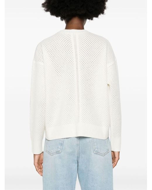 Fabiana Filippi White Open-Knit Crewneck Jumper