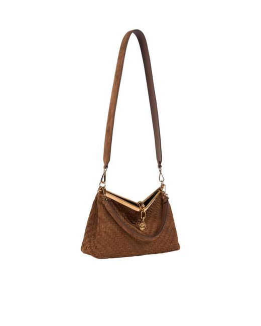 Etro Brown Medium Woven Vela Bag