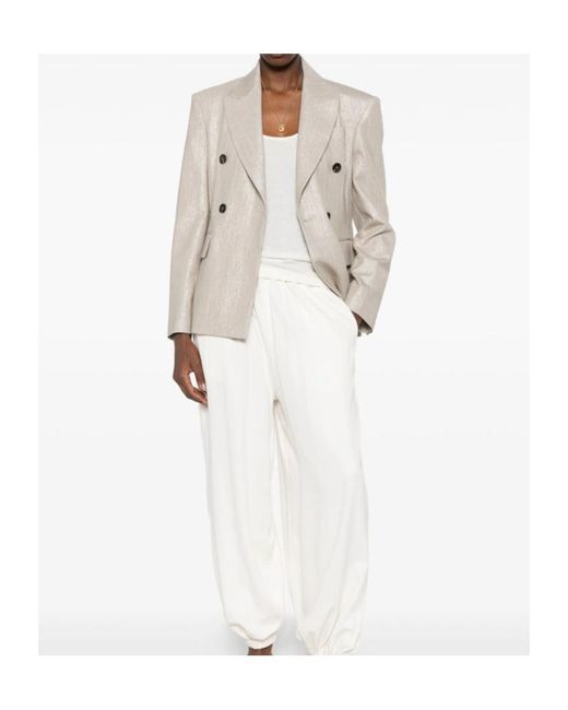 Brunello Cucinelli Natural Double-Breasted Long Sleeved Blazer