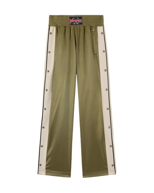 Palm Angels Green Boxe Button Track Trousers for men