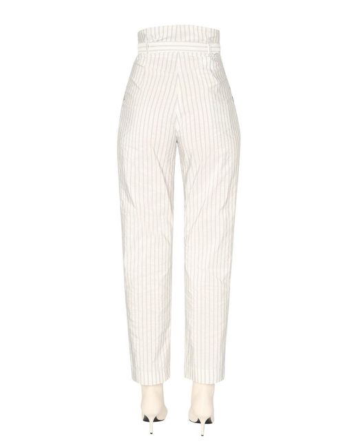 Philosophy Di Lorenzo Serafini White Striped Taffeta Trousers