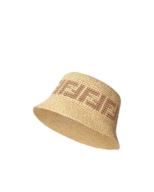 Fendi Natural Raffia Bucket Hat for men