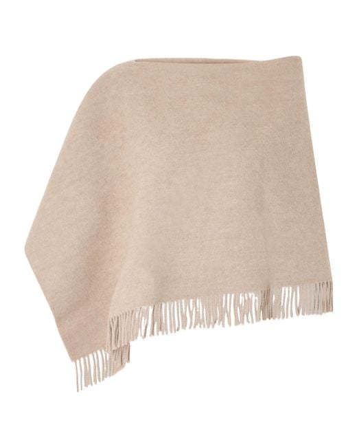 Brunello Cucinelli Natural Fringed Poncho