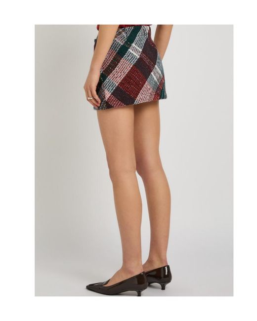 Missoni Red Tartan Wool-Blend Mini Skirt