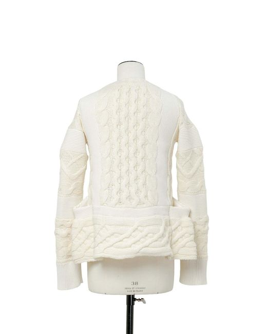 Sacai White Knitted Textured Wool Sweater