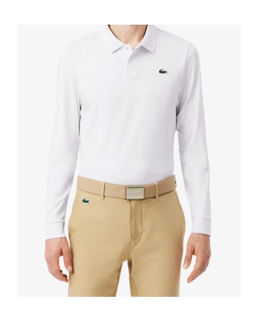 Lacoste White Regular Fit Ultra Dry Long Sleeved Golf Pol Shirt for men