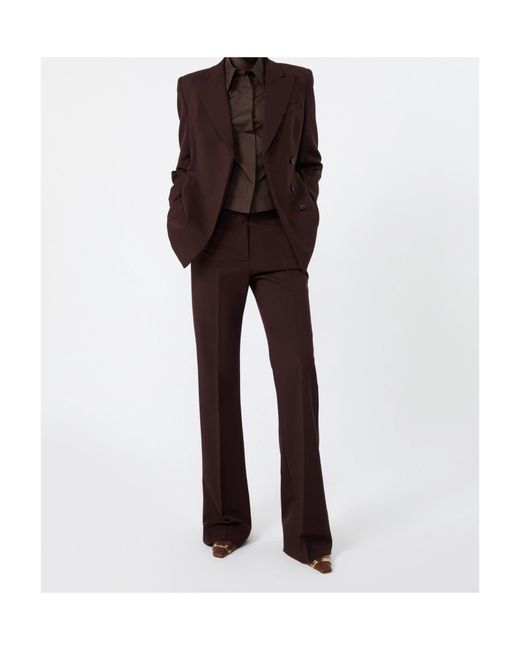 Sportmax Brown Pressed-Crease Flared Trousers