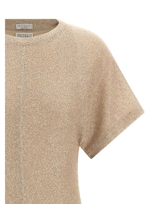 Brunello Cucinelli Natural Sequined Midi Dress