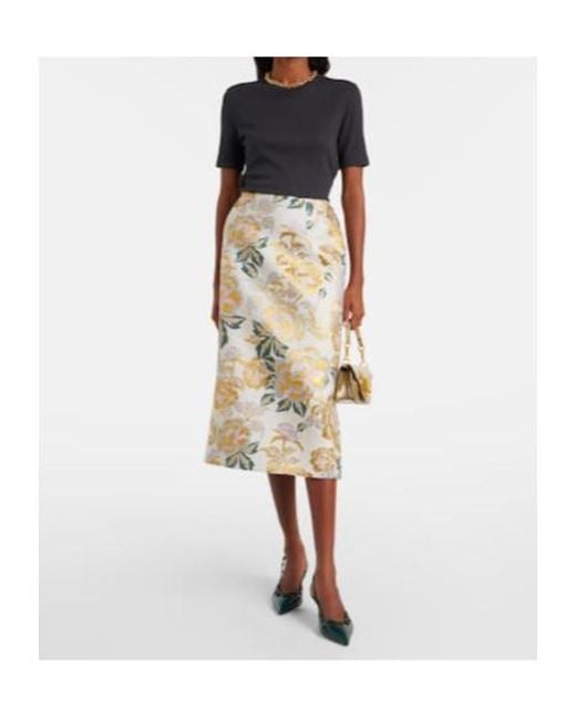 Carolina Herrera White Floral Jacquard Midi Skirt