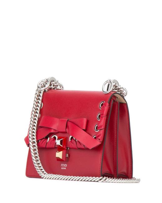 Fendi Red Kan I Bowknot Calfskin Shoulder Bag