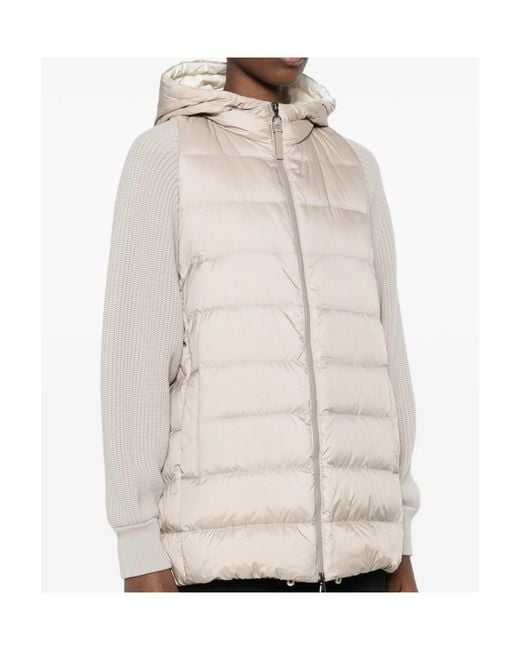 Brunello Cucinelli Natural Shiny Zipped Pull Down Jacket