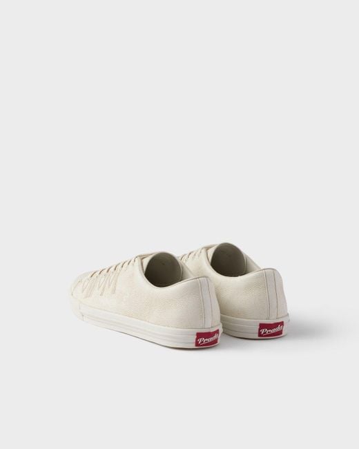 Prada White Logo-Embossed Lace-Up Sneakers for men
