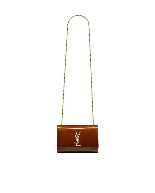 Saint Laurent White Kate Foldover Top Small Shoulder Bag