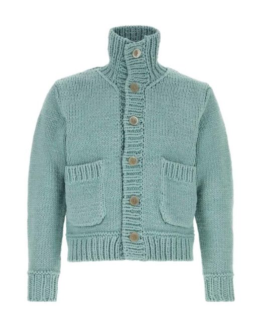 Junya Watanabe Blue High Neck Buttoned Cardigan for men