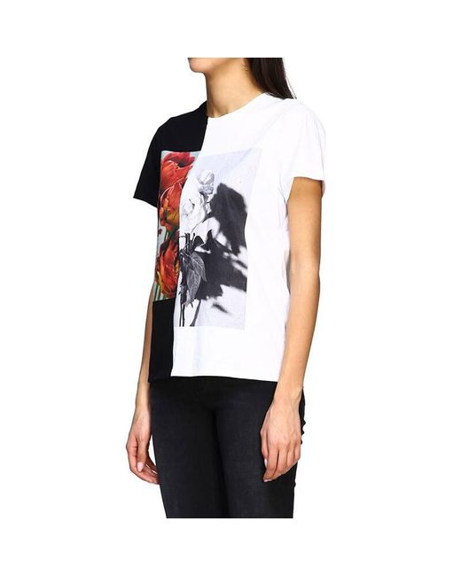 McQueen White Logo Round Collar Short-Sleeved T-Shirt