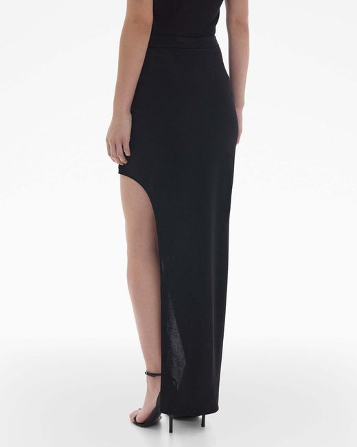 Helmut Lang Black High-Waisted Asymmetric Maxi Skirt