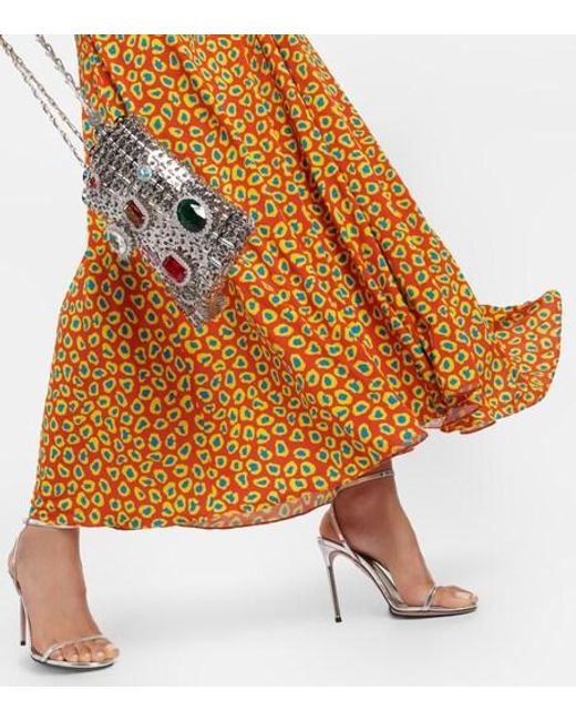 Rabanne Brown Low-Rise Printed Jersey Maxi Skirt