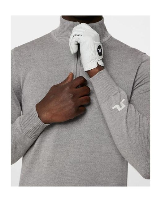 J.Lindeberg Gray Long Sleeve Logo Knit Sweater for men