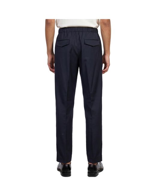 Lardini Blue Elasticated-Waistboard Pressed-Crease Trousers for men