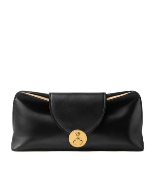 Versace Black Medusa Head Leather Clutch Bag